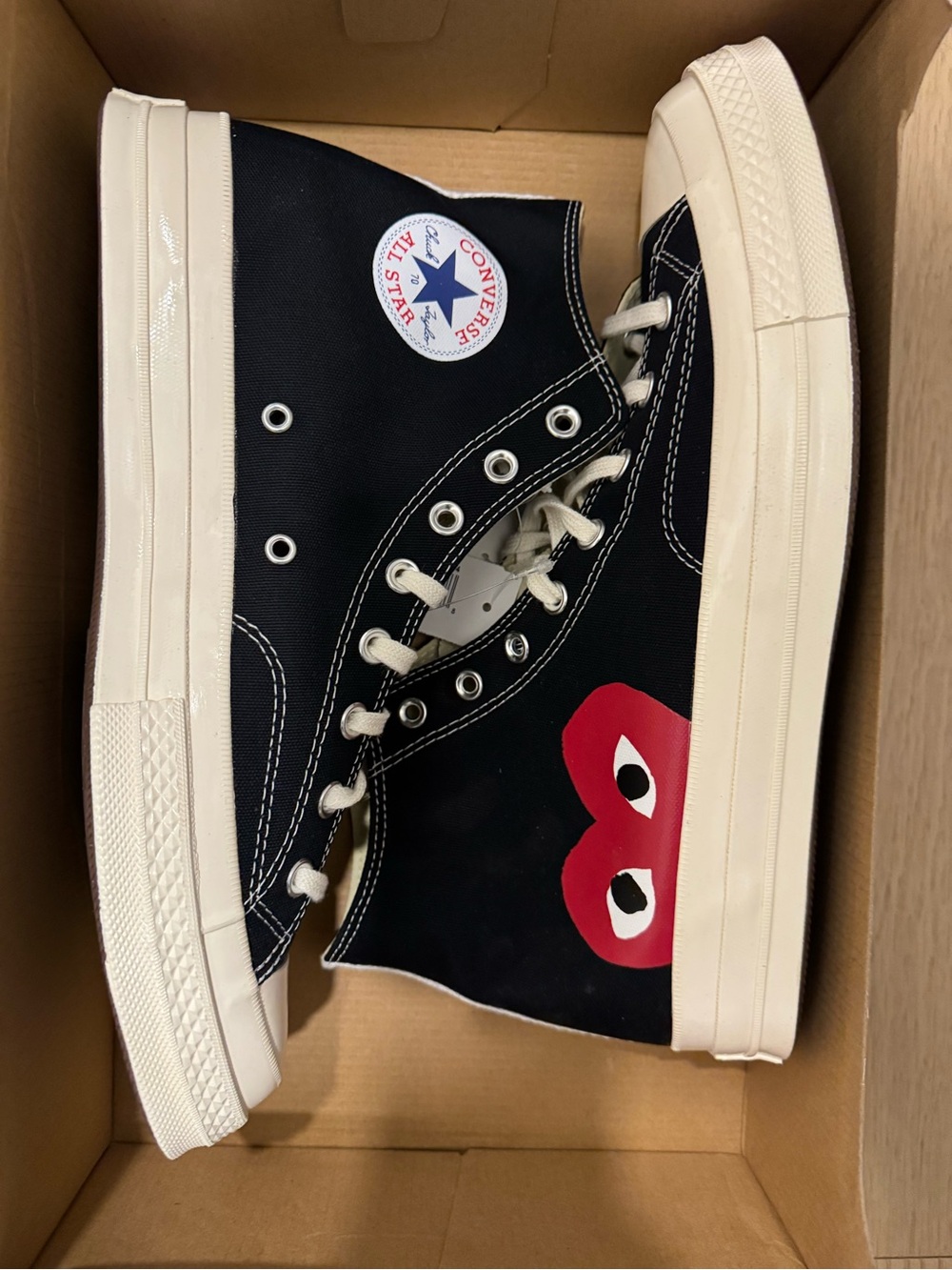 Converse x CDG PLAY Black Sneakers with Red Heart Motif - Men’s Size 11 & 12